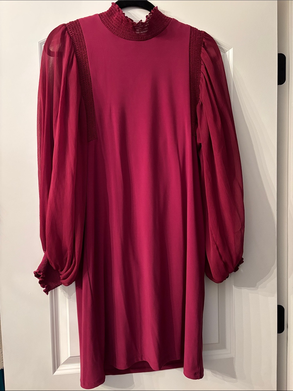 White House Black Market Fuchsia Long-Sleeve Mock Neck Dress
